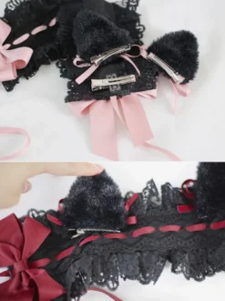 Coiffure Lolita Gothique Nœuds Dentelle Volants Accessoire Polyester