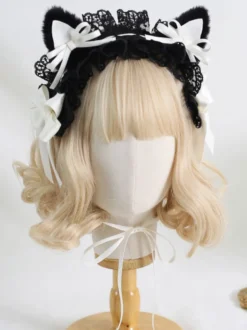 Coiffure Lolita Gothique Nœuds Dentelle Volants Accessoire Polyester