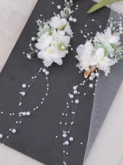 Coiffure Lolita Style Chinois Fleurs Beige Chaînes Perles Accessoire Métal Divers