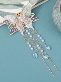 Coiffure Lolita Style Chinois Lilas Papillon Perles Chaînes Accessoire Métal Divers