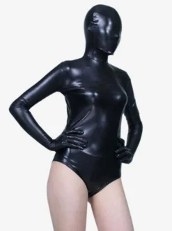Collant de catwoman noir d'éclat métallique Déguisements Halloween