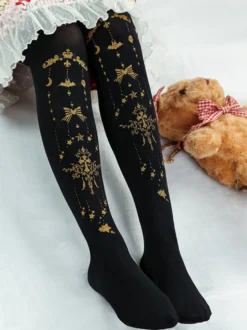 Collants Lolita noir Déguisements Halloween Demon Cross Gilding velours Lolita Jersey