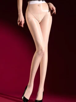 Collants transparents brillants lingerie sans entrejambe