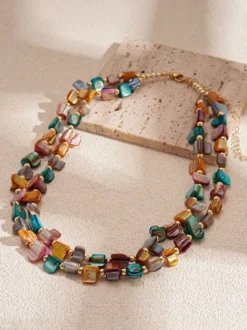 Collier coquillage chaîne à maillons irréguliers style européen 45-60 cm bijou décontracté pour adulte et fille.