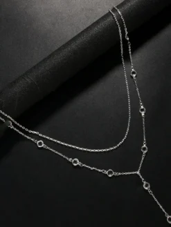 Collier de déclaration de mariage en argent avec strass bohème pour fille