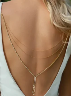 Collier de déclaration de mariage en argent avec strass bohème pour fille