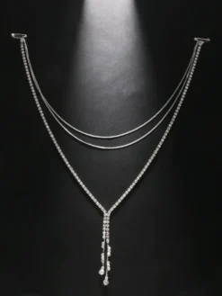 Collier de déclaration de mariage en argent avec strass bohème pour fille