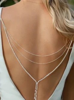 Collier de déclaration de mariage en argent avec strass bohème pour fille