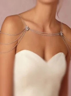 Collier de déclaration de mariage chaîne d'épaule en métal sexy pour femmes en argent