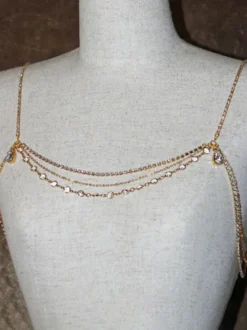 Collier de déclaration de mariage or chaîne d'épaule en métal chic pour femme