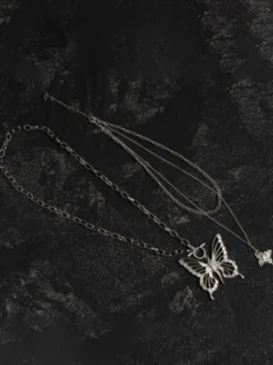 Collier Gothic Lolita Accessoire Papillon Noir Métal Divers