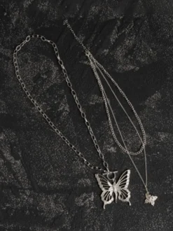 Collier Gothic Lolita Accessoire Papillon Noir Métal Divers