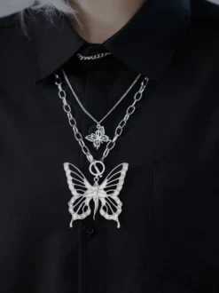 Collier Gothic Lolita Accessoire Papillon Noir Métal Divers
