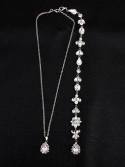 Collier pour mariée rhinestone argenté élégant