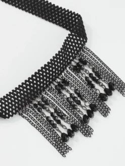 Collier Ras Du Cou En Dentelle Gothique Avec Pompon En Cristal Dentelle Femme Sexy