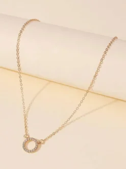 Colliers Blond Métallique Détails Métal Strass Femme Bijoux