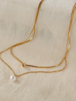 Collier superposé en perles de colle et zircone cubique pour femme 2026