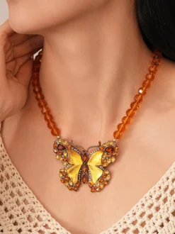 Collier vintage à maillons papillon chaîne en alliage bijou décontracté pour femme/adulte 45-60 cm