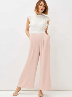 Combinaison de mariage tenue de mère de mariée col rond sans manche zip sur dos