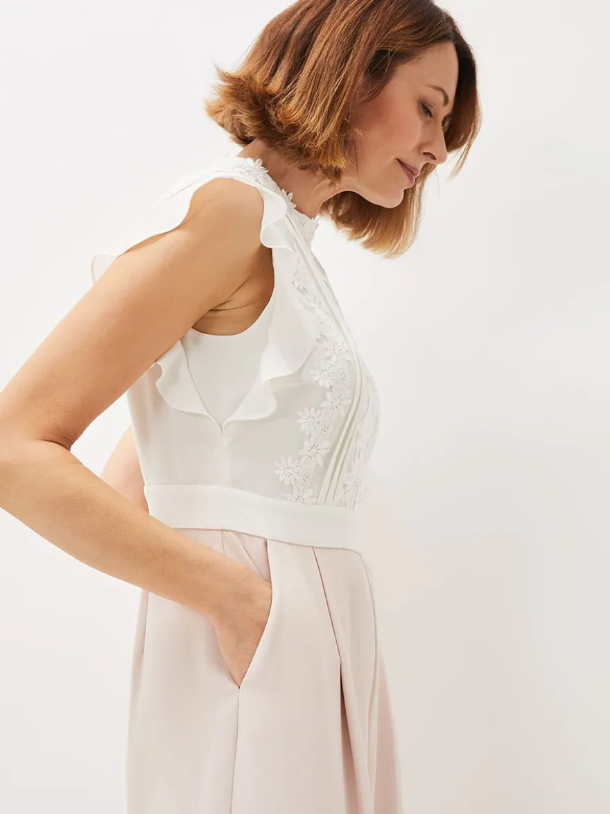 Combinaison de mariage tenue de mère de mariée col rond sans manche zip sur dos