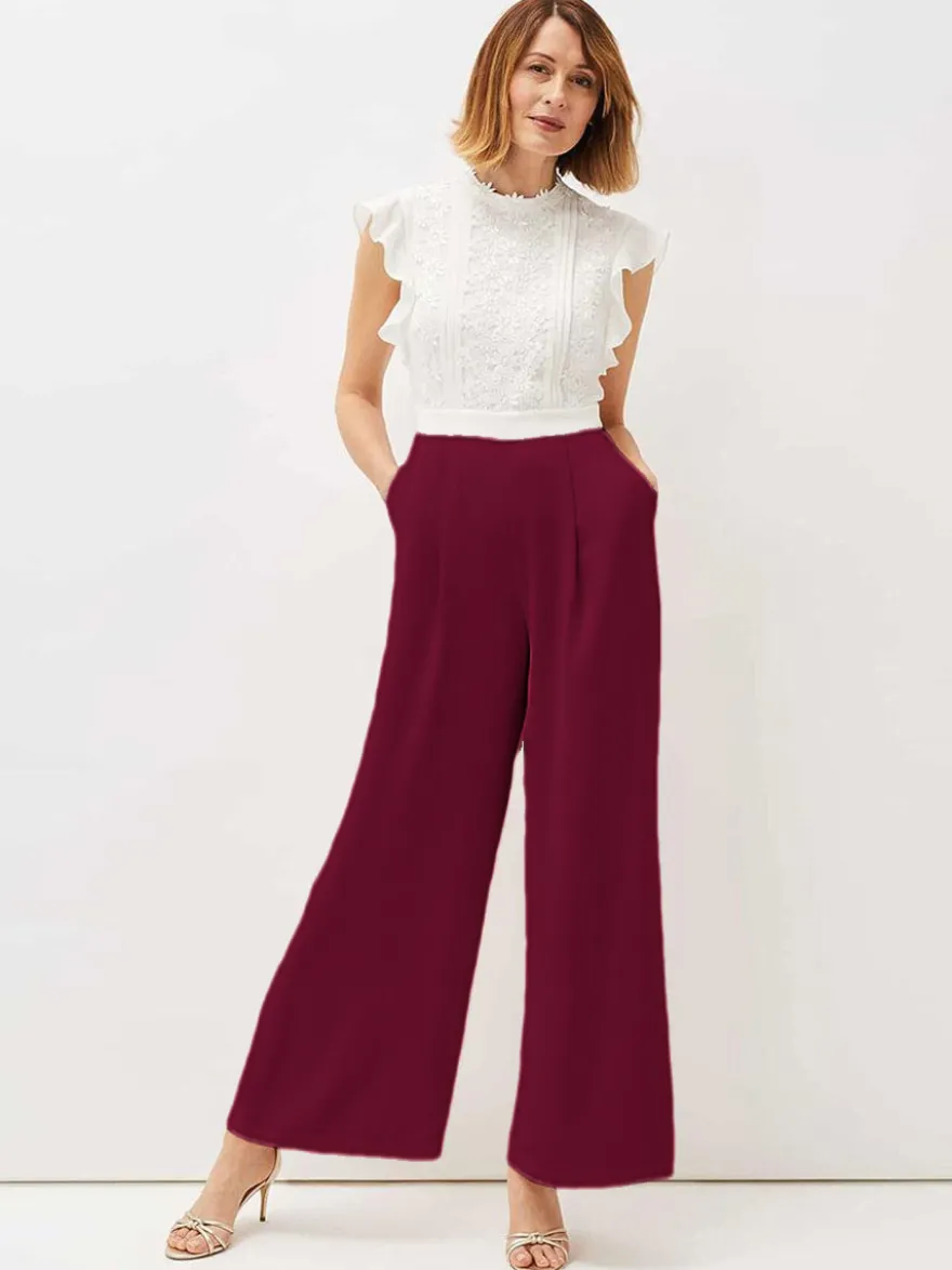 Combinaison de mariage tenue de mère de mariée col rond sans manche zip sur dos