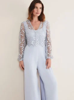 Combinaison de mariage tenue de mère de mariée 2 pièces combinaison en satin boléro en dentelle