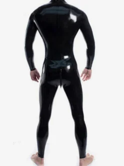 Combinaison en latex pour homme double fermeture éclair aux épaules et à l'entrejambe