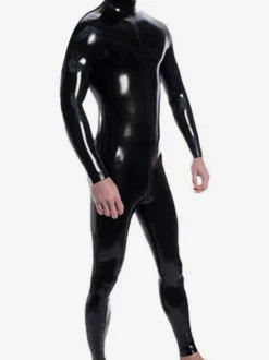 Combinaison en latex pour homme double fermeture éclair aux épaules et à l'entrejambe