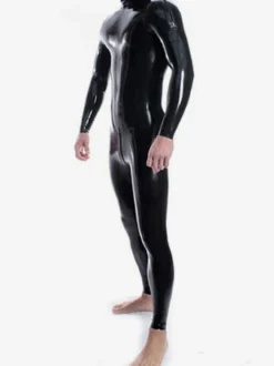 Combinaison en latex pour homme double fermeture éclair aux épaules et à l'entrejambe