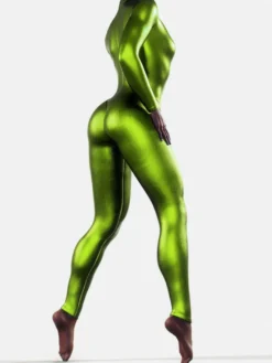 Combinaison en latex vert métallisé pour Halloween
