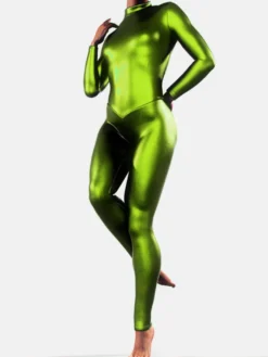 Combinaison en latex vert métallisé pour Halloween