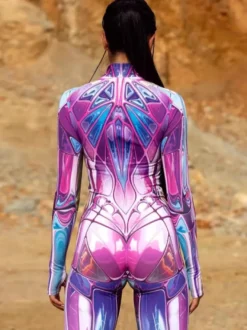 Combinaison imprimée colorée costume de cosplay d'Halloween combinaison moulante Zentai pour les fêtes d'Halloween