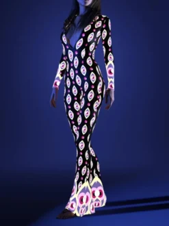 Combinaison imprimée colorée très élastique costume de cosplay d'Halloween combinaison moulante en polyester style zentai