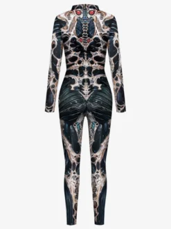 Combinaison imprimée d'Halloween extensible longue moulante et amusante pour cosplay