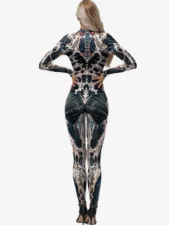 Combinaison imprimée d'Halloween extensible longue moulante et amusante pour cosplay