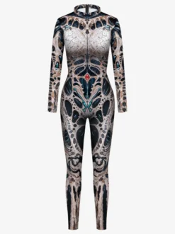 Combinaison imprimée d'Halloween extensible longue moulante et amusante pour cosplay