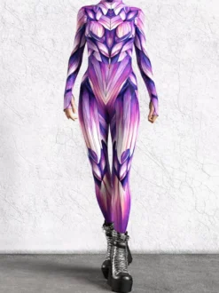 Combinaison imprimée numérique 3D combinaison Zenntai body néon costume combinaison fluorescente UV combinaison moulante costume de cosplay d'Halloween en polyester pour Halloween
