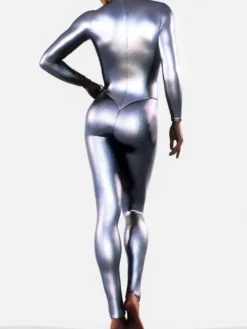 Combinaison intégrale en latex métallisée avec fesses sculptées idéale pour Halloween