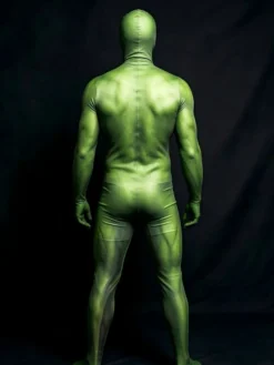Combinaison intégrale Zentai fluo imprimée en 3D avec effet UV pour Halloween.