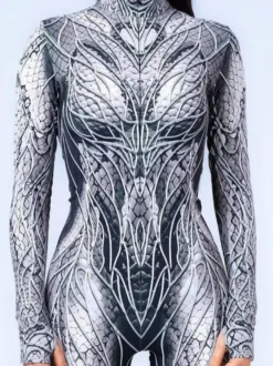 Combinaison néon déguisement impression numérique 3D combinaison phosphorescente UV style Zentai costume de cosplay d'Halloween en polyester.