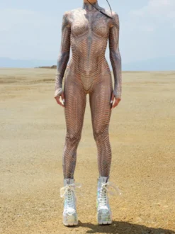 Combinaison néon déguisement impression numérique 3D combinaison phosphorescente UV style Zentai costume de cosplay d'Halloween en polyester.