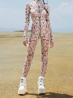 Combinaison néon déguisement impression numérique 3D combinaison phosphorescente UV style Zentai costume de cosplay d'Halloween en polyester.