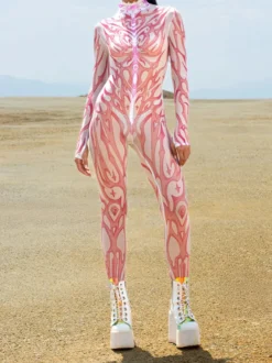 Combinaison néon déguisement impression numérique 3D combinaison phosphorescente UV style Zentai costume de cosplay d'Halloween en polyester.