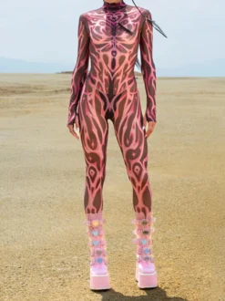 Combinaison néon déguisement impression numérique 3D combinaison phosphorescente UV style Zentai costume de cosplay d'Halloween en polyester.