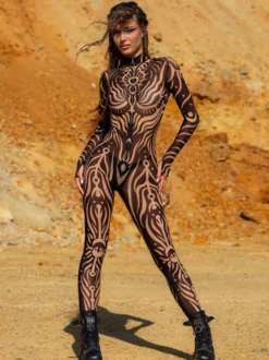 Combinaison néon déguisement impression numérique 3D combinaison phosphorescente UV style Zentai costume de cosplay d'Halloween en polyester.