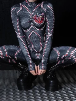Combinaison néon déguisement impression numérique 3D combinaison phosphorescente UV style Zentai costume de cosplay d'Halloween en polyester.