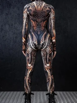 Combinaison néon déguisement impression numérique 3D combinaison phosphorescente UV style Zentai costume de cosplay d'Halloween en polyester.