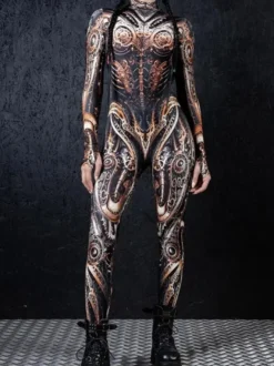 Combinaison néon déguisement impression numérique 3D combinaison phosphorescente UV style Zentai costume de cosplay d'Halloween en polyester.