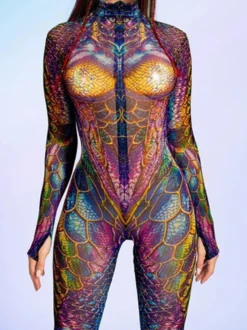 Combinaison néon déguisement impression numérique 3D combinaison phosphorescente UV style Zentai costume de cosplay d'Halloween en polyester.