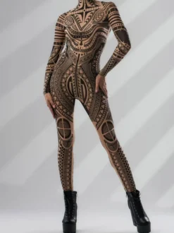 Combinaison néon déguisement impression numérique 3D combinaison phosphorescente UV style Zentai costume de cosplay d'Halloween en polyester.